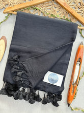Indupriyaa Black Pure Handloom Mulmul Cotton Saree